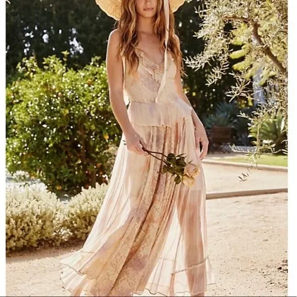 💯 FREE PEOPLE Washed Ashore Maxi Dress - Picture 1 of 9